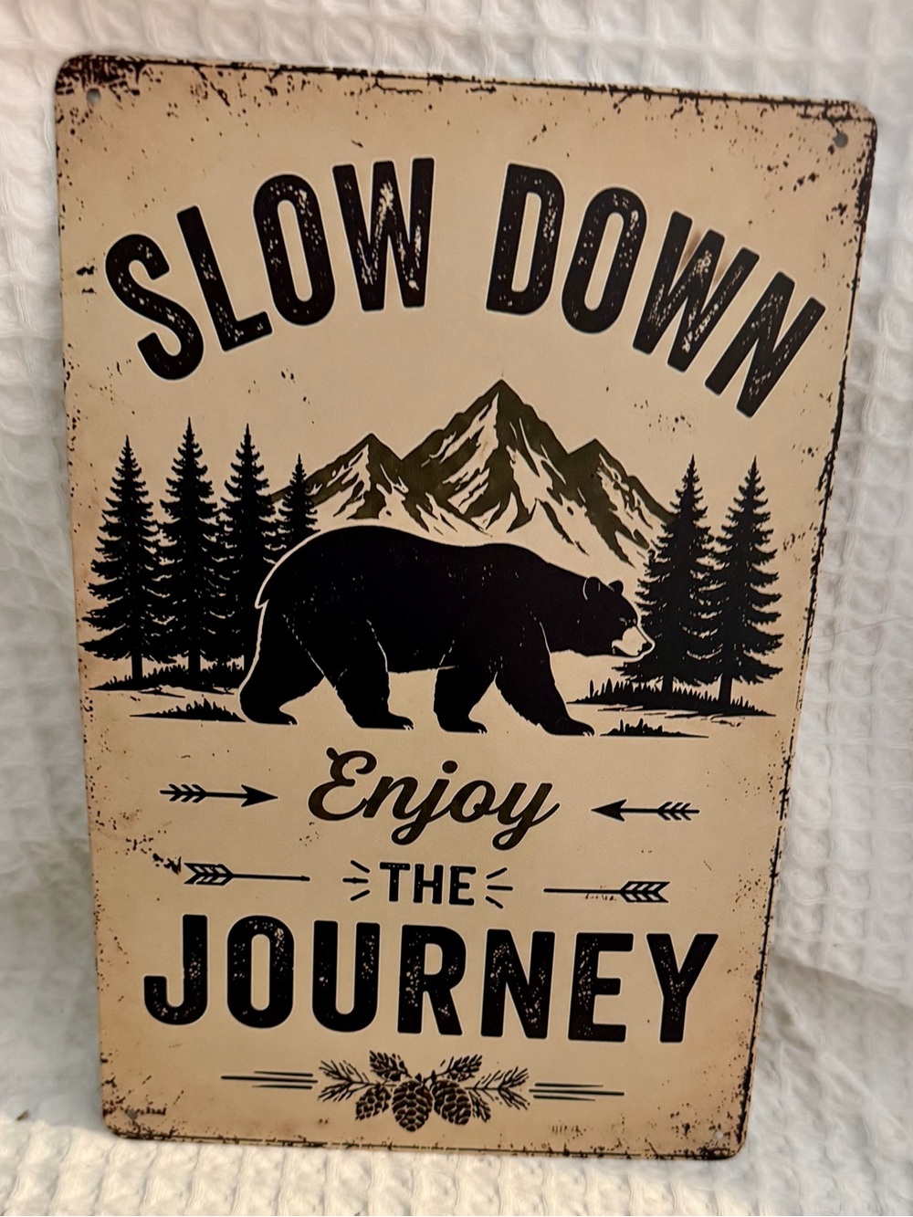 Slow Down Enjoy The Journey Wall Decor Sign - Beige and Black